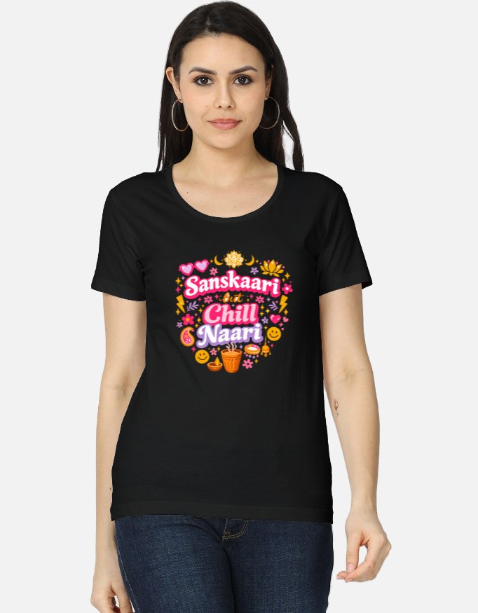 Chill Naari Typographic Printed Regular T-Shirt